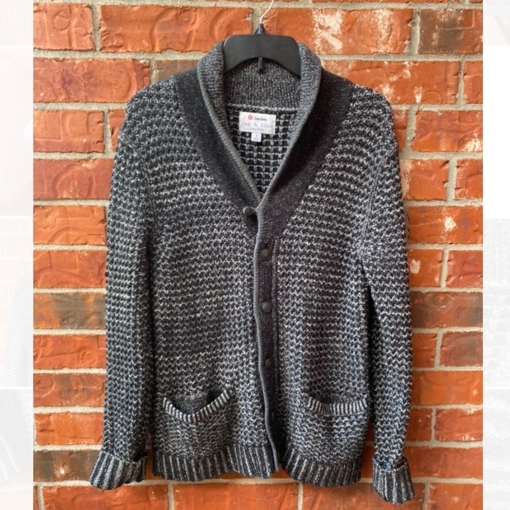 Rag & Bone Small Target Wool Blend Gray Chunky Knit Grandpa Cardigan Sweater